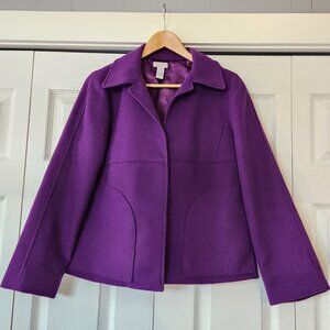 Chico’s open front purple coat jacket